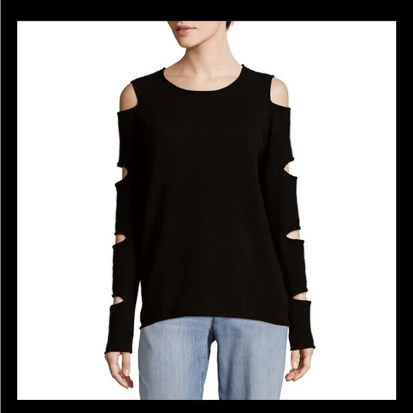 Skull Cashmere Cut Out Sweater Small Crew Neck Black - Picture 1 of 8